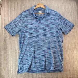 TailorByrd Polo Shirt Mens Large Blue Space Dye Performance Stretch Short Sleeve